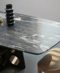 Amazon Green Marble Stone Furniture Top Dining Table Set Stainless Steel Base Dining Table China Yunfu Factory Price