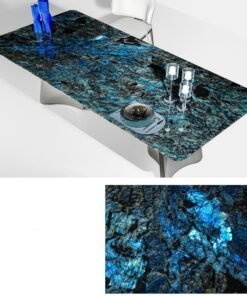 Blue Italian Luxury Marble Dining Table Home Dinning Table Set 8 Chairs Dining Room Furniture