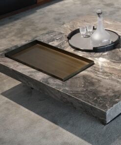 Caesar grey marble coffee table, square storage tray, living room coffee table