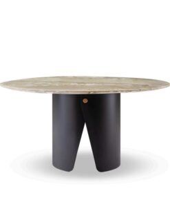 Contemporary Style Marble Top Dining Room Furniture Round Rotating Table with Lazy Susan