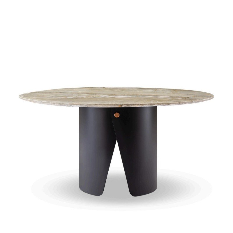 Contemporary Style Marble Top Dining Room Furniture Round Rotating Table with Lazy Susan