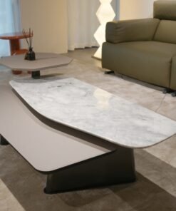 Customized Elegant Stone Furniture Factory price Living Room Modern Center Table Marble Surface Stainless Steel frame Coffee Table