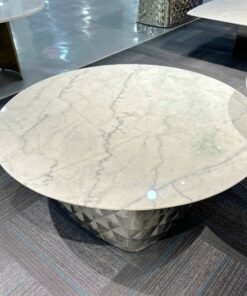 Customized Furniture Stone Table Natural Stone Luxury Real Marble Round Coffee Table With Concave Design Base