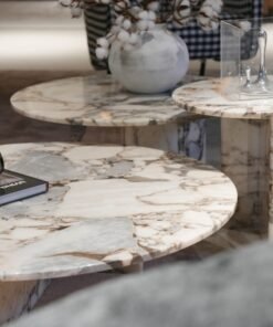 Customized Stone Furniture 100% Natural Marble Round Side Table Coffee Table Living Room Furniture