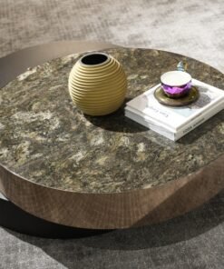 Design Italian Stone Table Modern Custom Wood Metal Frame Brown Lift Coffee Side Table Tea Table Coffee Side Table For Living Room