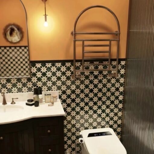 Emerald stone mosaic Waterjet cut Bathroom Tiles
