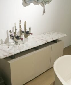 Factory Customized Luxury White Stone Furniture Marble Top Modern Wood Sideboard Home Furniture China Cabinet For Kitchen Dining Room