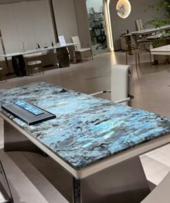 High-end Luxury Stone Table Blue Jadeite Marble Customized  Marble Top Tea Table Coffee Table For villa Living room Hotel decoration
