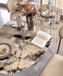 High-end Modern Nature Mable Stone Furniture Dining Table Set Marble Furniture for dining room Decoration Hotel Restaurant