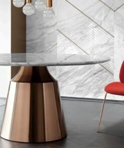 High-end Modern New Design  Leg Dining Table Villa Round Italian Marble Swivel Table Top Luxury Dining Table