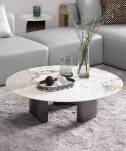 High-end Stone Furniture Customized Sintered Stone new design special coffee table living room round white tea table
