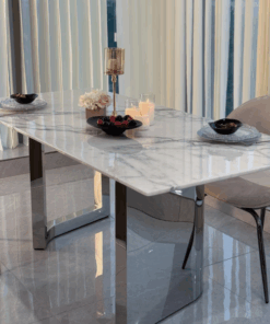 High-end Modern Nature Mable Stone Furniture Light luxury natural marble dining table Italian minimalist rectangular restaurant luxury stone dining table