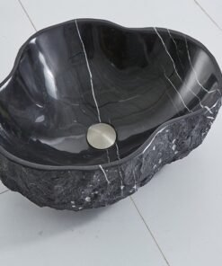 Irregular Shape Stone Customized Polished Nero Marquina Marble Above Counter Bathroom Vanity Bowl Natural Stone Modern Washing Basin