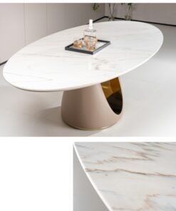 Italian Light Luxury Natural Marble Dining Table, Modern Minimalist Dining Table, Living Room, Oval Dining Table