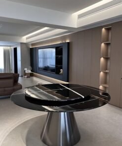 Italian Luxury Stone Table Stone Dining Table Black Gold Marble for Apartment Metal Material for Home Furniture Dining Table