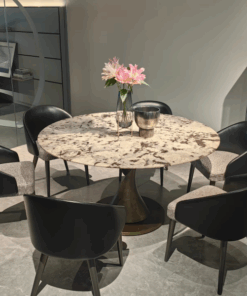 Italian interior new design Stone Furniture Marble Stainless Steel Dining Table Round Dinning Table Set Dining Room Furniture