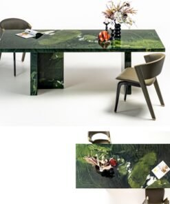 Luxurious Green Marble Dining Table Antique Traditional Rectangular MarbleTop for Home Dining Room