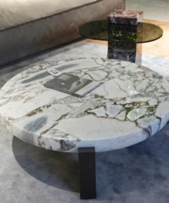 Luxury Italian Stone Table White Round Nesting Coffee Table Table Glass Marble Top Combination Custom Made Living Room Side Tables