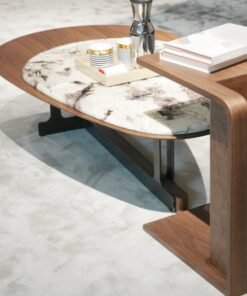 Luxury Minimalist Stone Table Marble Coffee Table Modern Living Room Wooden Combination Bedroom Table