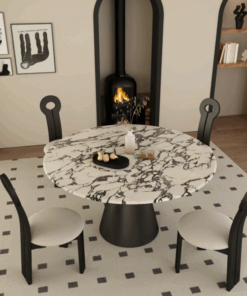 Luxury Stone Natural Marble Stone Furniture Dining Table Popular metal tripod marble table 3 Chairs modern simple villa designer marble furniture