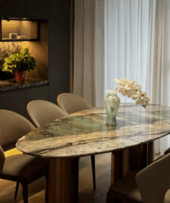 Luxury Stone Stone Furniture Modern design custom stainless steel legs oval marble Dining Table marble furniture For Dining room