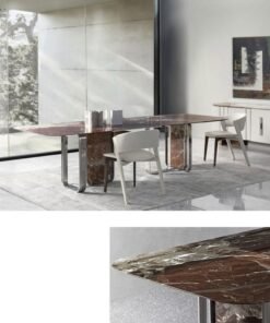 Luxury Villa Rectangle Dining Table Stainless Steel Leg Marble Dining Table