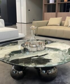 Luxury modern custom made Stone Table Marble Top nordic black round marble coffee table center side tea table for living room home tea table for hotel project