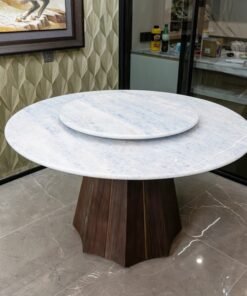 Luxury stone Blue Crystal Dining Table Stone Table Marble top Solid Wooden Small Apartment Household Rock Plate for dining room