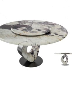 Minimalism Creative Metal Foot Dining Table Luxurious Stone Round Modern High-end for Home Hotel Dining Table