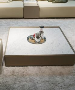 Modern Design Stone Table Sintered Stone Square Coffee Table Living Room Saddle Leather Coffee Table Wholesale Furniture