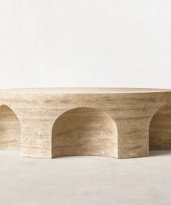 Modern Luxury Latest Design Travertine Marble Stone Tea Table Modern Round Light Luxury Coffee Table Travertine Console Table