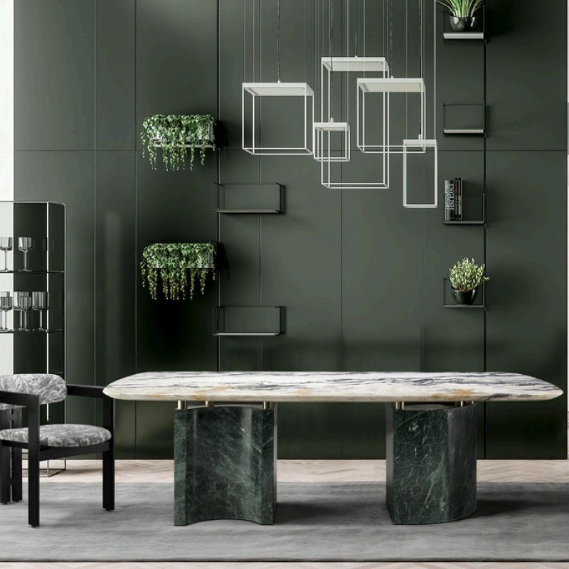 Modern Luxury Natural Marble Dining Table Dining Room Furniture Oval Marble Dining Table Chair Set Nodic Marmol Mesa Table Basse