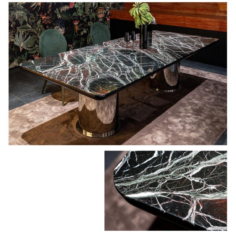 Modern Style Dining Table with Sintered Stone Top and Stainless Steel Legs for Dining Room