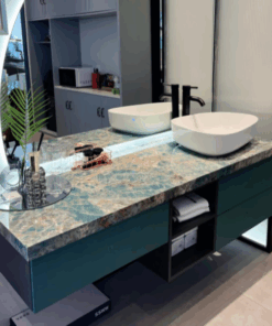 Natural Marble Stone Furniture Amazon Green Rectangle Cabinet Countertop Bathroom Modern Luxury fashion New Design hotel villa Bathroom Customized Countertops