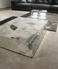 New Nordic Design Stone Table Luxury Marble Square Shape Wood Coffee Table Modern Coffee Table