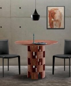 Nordic Urban Style Home Furniture Red Wabi-sabi Long Table Natural Travertine Dining Table for Kitchen Restaurant Dining Room