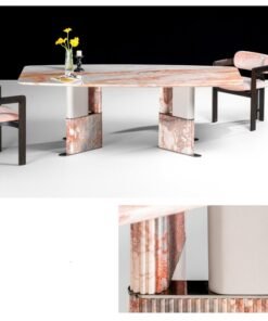 Red Marble Stone Table Calacatta Violet Dinning Table Set Dining Room Furniture pink Marble Dining Table Luxury