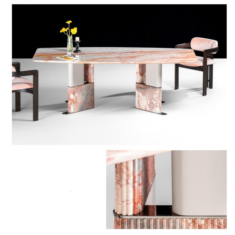 Red Marble Stone Table Calacatta Violet Dinning Table Set Dining Room Furniture pink Marble Dining Table Luxury