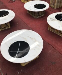 Round seamless splicing marble stone indoor tea table stone furniture Yunfu processing and manufacturing factory wholesale price