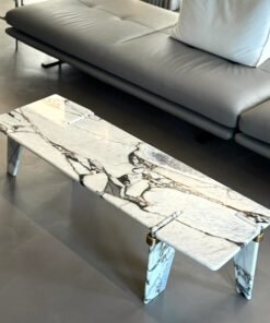 Simple Luxury Modern Marble Stone Table Coffee Table Set Designer Model Coffee Table Low Table  Shape Stainless Steel Home Living Room Metal