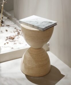 Natural Marble Travertine Stone Furniture Corner Table Side Coffee Table Luxury Living Room Furniture