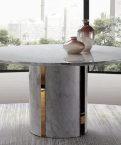 Unique Round Design Stainless Steel Stone Base Dining Room Table High Quality Round Marble Granite Top Dinning Table Set