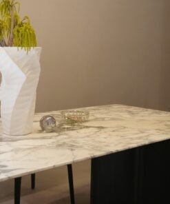 White Rectangle Stone Table Nature Marble Top 6 Seaters Marble Dining Table Customized